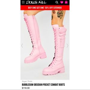 Sugar Thrillz Bubblegum Obsidian Pocket Combat Boots